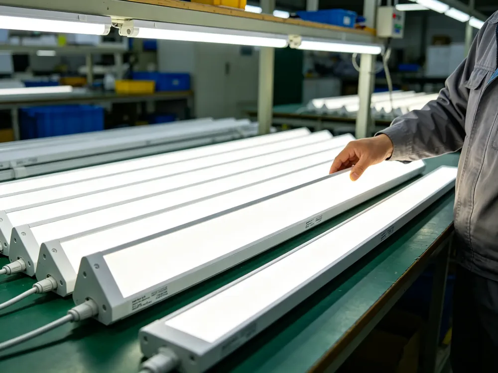 White-label LED light bars in factory quality control
